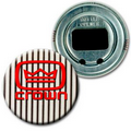 2 1/4" Diameter Round PVC Bottle Opener w/ 3D Lenticular Images - Black/White Stripe (Imprinted)